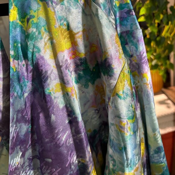 Yitty Satin Pretty Mini Robe Deep Sea Watercolor - Picture 9 of 11